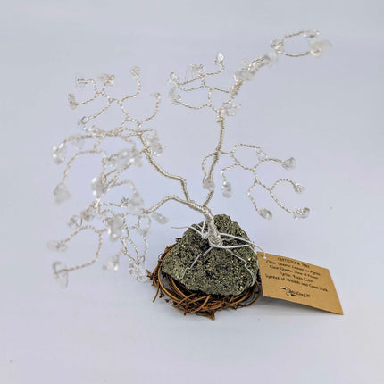 Twisted Wire and Gemstone Tree: Pyrite/Clear Quartz