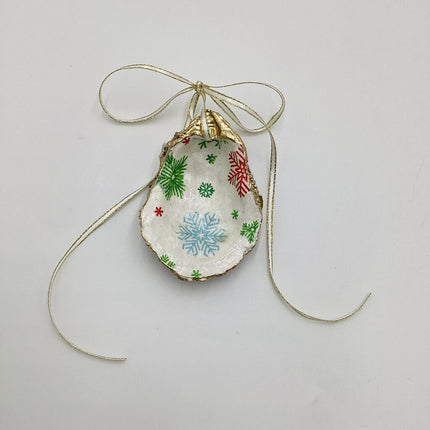Multi Colored Snowflake LG Oyster Ornament (Outer Banks, NC)