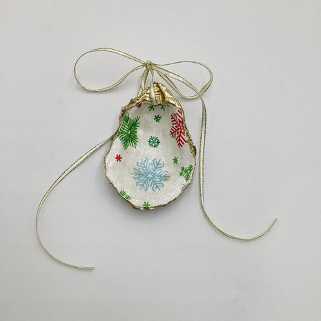 Multi Colored Snowflake LG Oyster Ornament (Outer Banks, NC)
