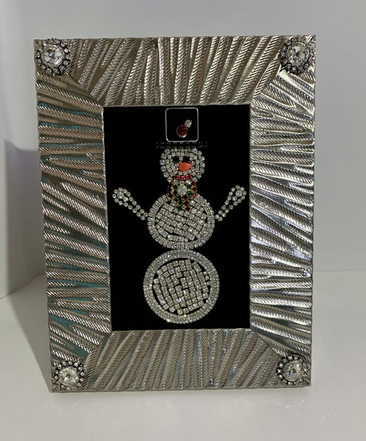 SPARKLY SNOWMAN in 5x7 silver frame