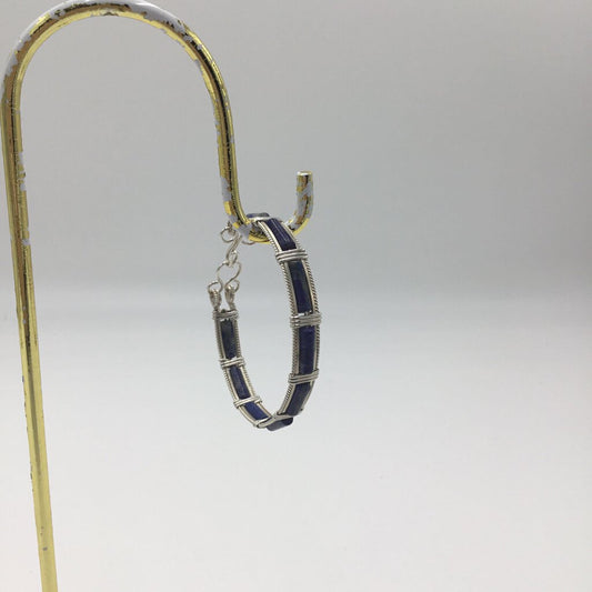 Oval Sterling Wire wrapped 4x13mm Sodalite Bangle