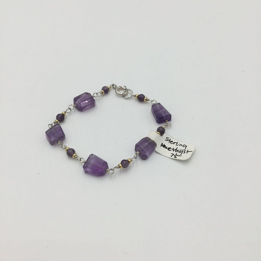 Sterling Square faceted Amethyst Bracelet