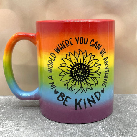 Rainbow Mug Sunflower Be Kind
