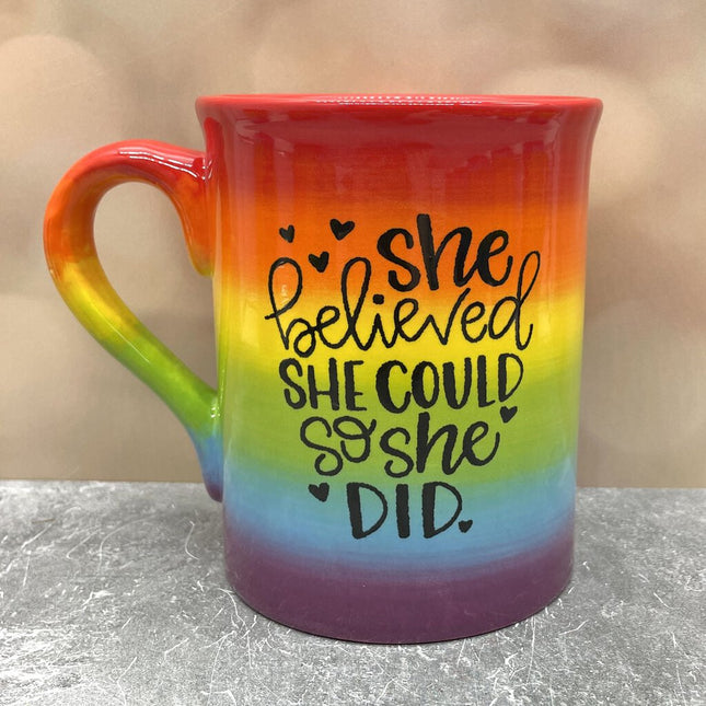 Rainbow Mug She Believed
