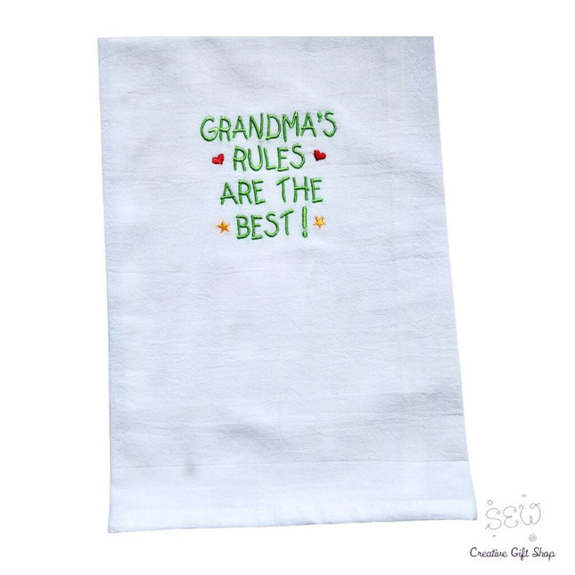 Grandma's rules are the best Embroidered Towel