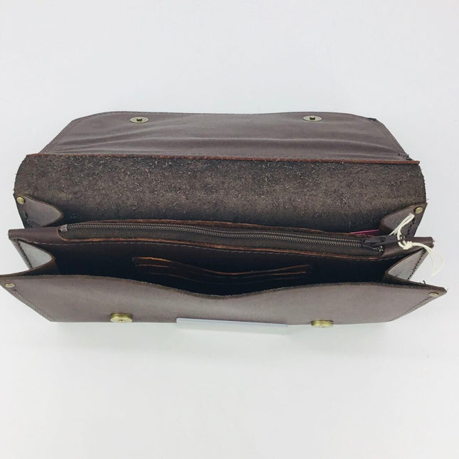 Dark Brown Clutch with Sunflower