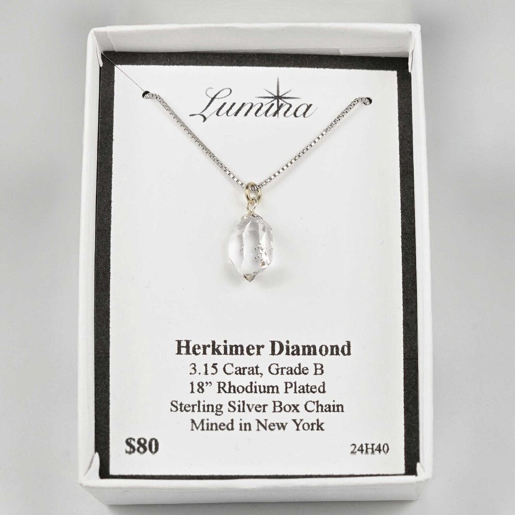 24H40 - Herkimer Diamond 3.15 Carat, Grade B 18" RPSS Box Chain