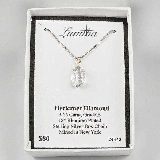 24H40 - Herkimer Diamond 3.15 Carat, Grade B 18" RPSS Box Chain