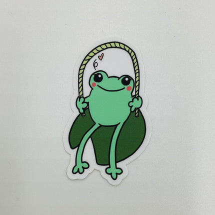 Frog on a Swing Vinyl Sticker