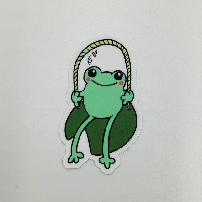 Frog on a Swing Vinyl Sticker