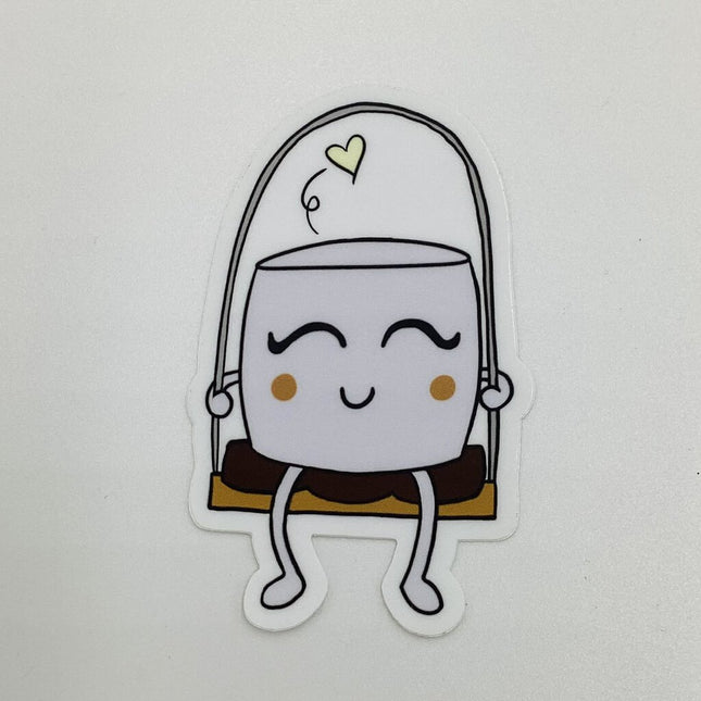 Marshmallow on a S'more Swing Vinyl Sticker
