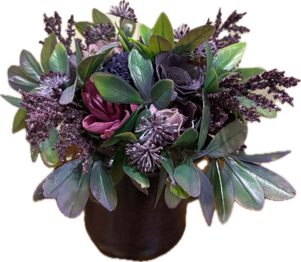 Dark Purple Sola Wood Flowers in a Dark Purple Vase