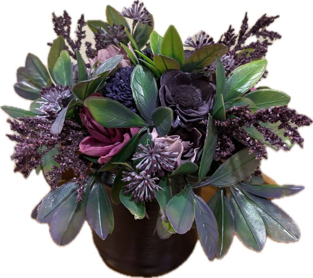 Dark Purple Sola Wood Flowers in a Dark Purple Vase