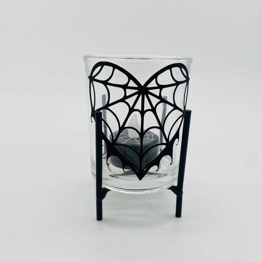 Spiderweb heart candle holder
