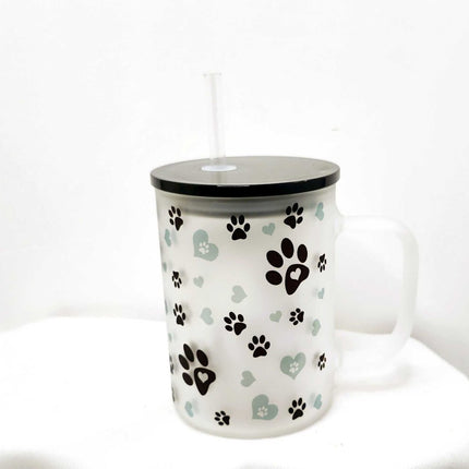 Glass mug- Paw prints