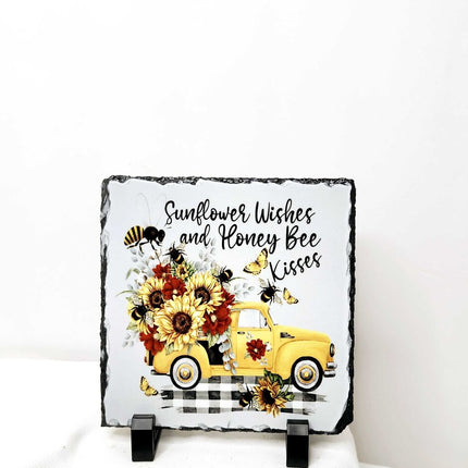 Shelf sitter- "Sunflower wishes" slate frame