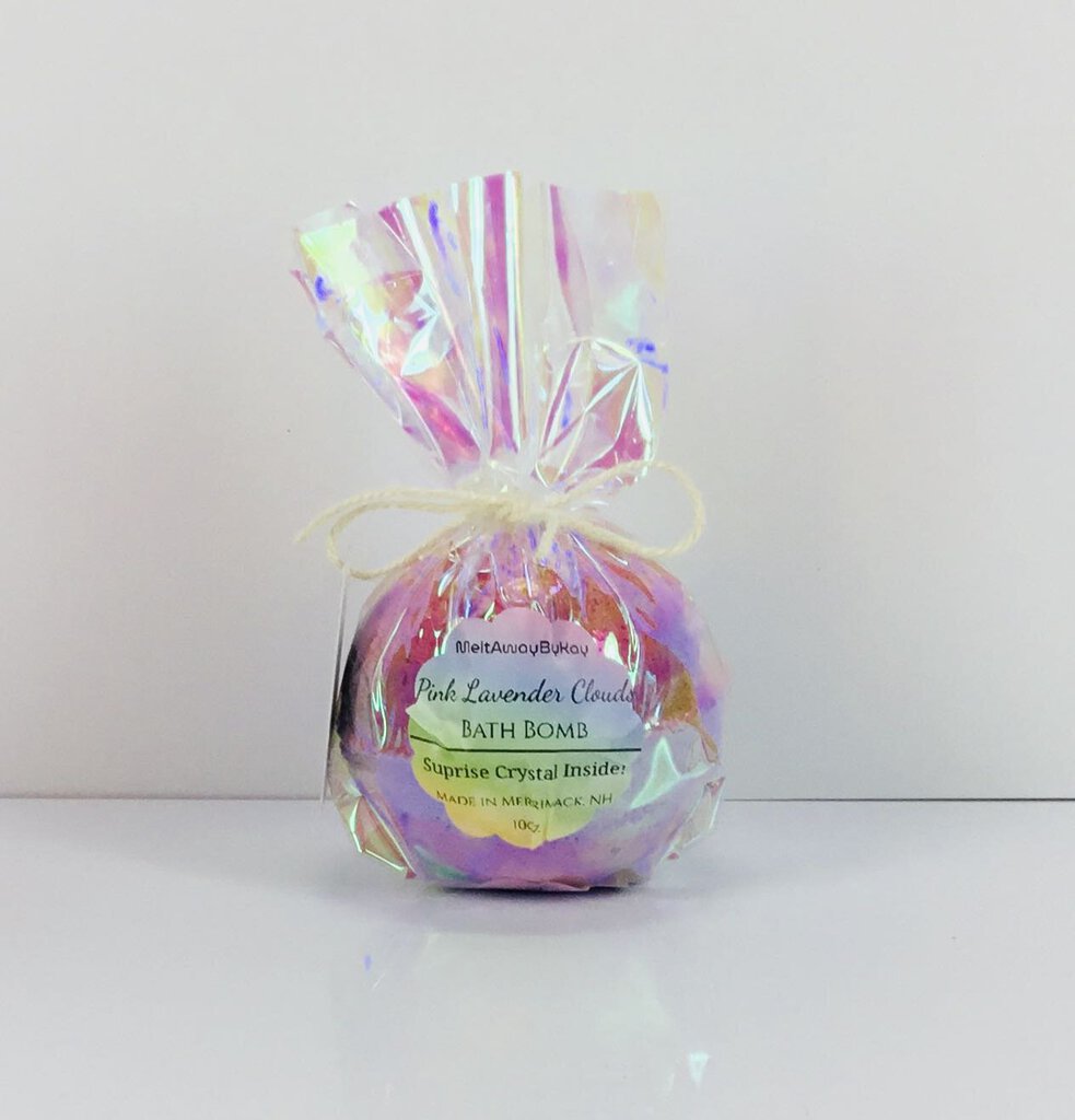 Pink Lavender Clouds - Surprise Mini Crystal Jumbo 10oz Bath Bomb