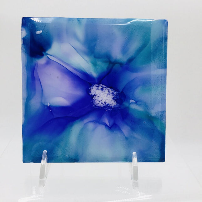 4x4 Flower Tile - Teal/Purple