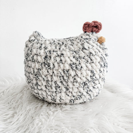 Large Crochet Chicken in Blue Tweed