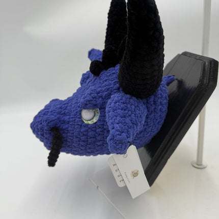 Crocheted hanging dragon head stuffy trophy plaque