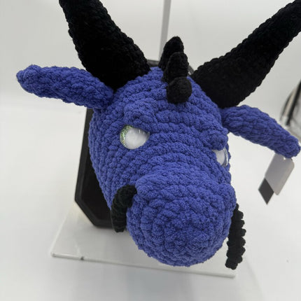 Crocheted hanging dragon head stuffy trophy plaque