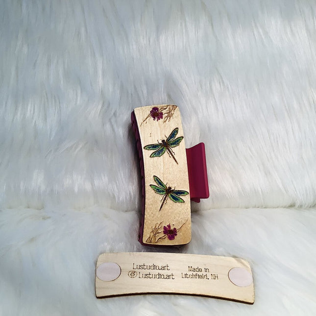 Hair Claw Interchangeable 4" Face Only - Dragonflies Purple Flowers