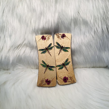 Hair Claw Interchangeable 4" Face Only - Dragonflies Purple Flowers