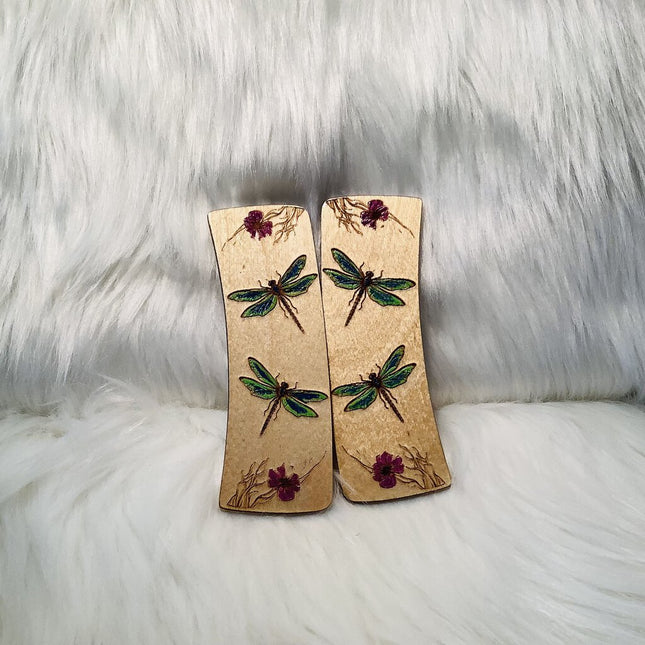 Hair Claw Interchangeable 4" Face Only - Dragonflies Purple Flowers