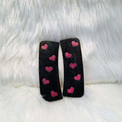 Hair Claw Interchangeable 4" Face Only - Pink Metallic Hearts - view 1