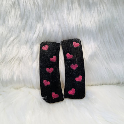 Hair Claw Interchangeable 4" Face Only - Pink Metallic Hearts