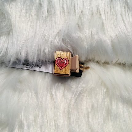 Hair Claw 1" Mini - Red heart with pink outline