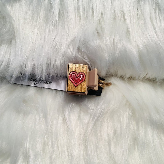 Hair Claw 1" Mini - Red heart with pink outline