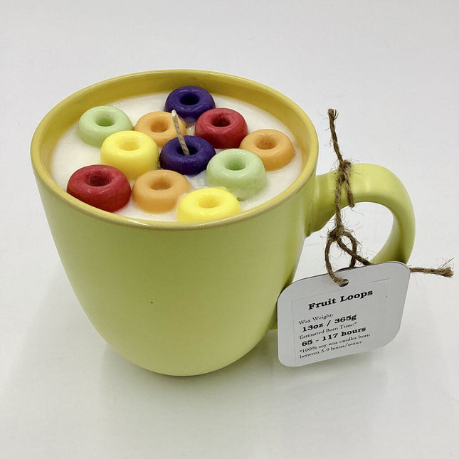 Fruit Loops (Yellow Pastel Mug) - Mug Candle - 100% Soy Wax