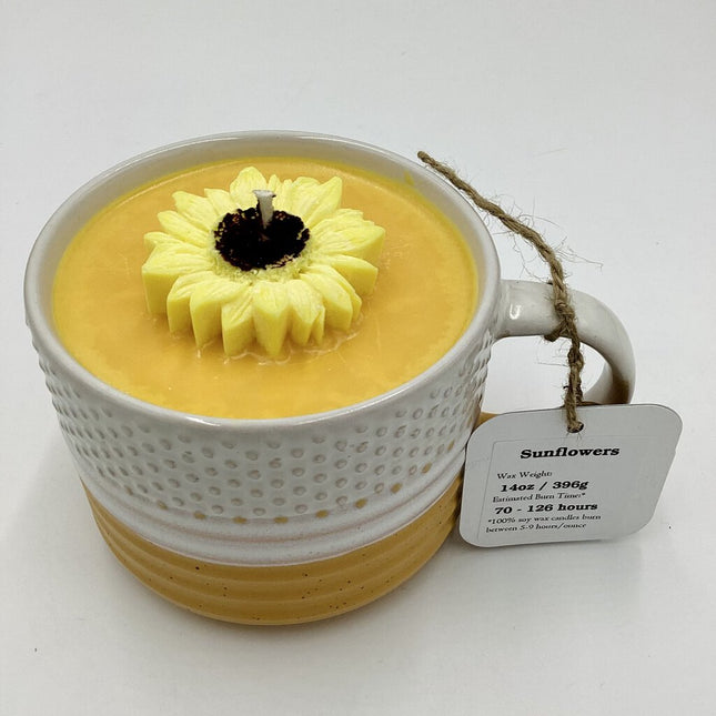 Sunflowers - Mug Candle (Textured Mug) - 100% Soy Wax