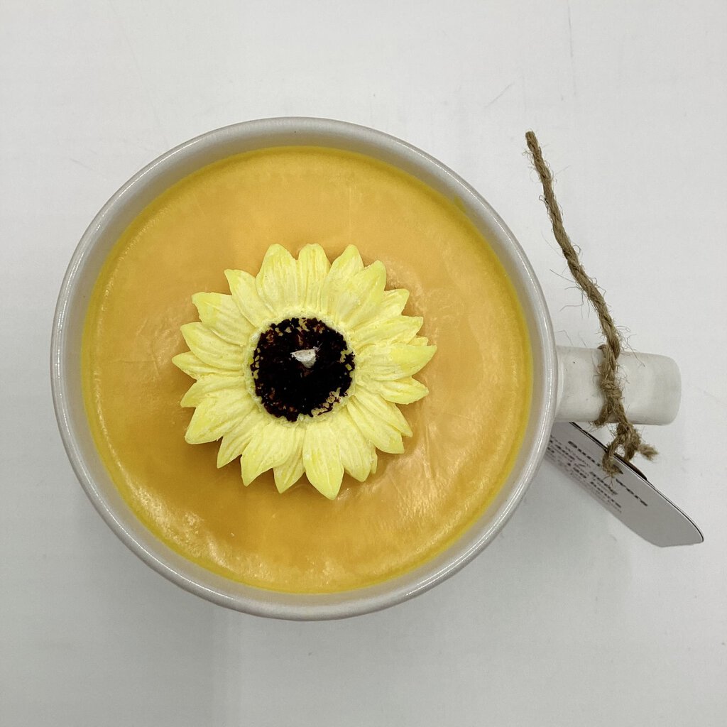 Sunflowers (Wide Yellow Textured Mug) - Mug Candle- 100% Soy Wax