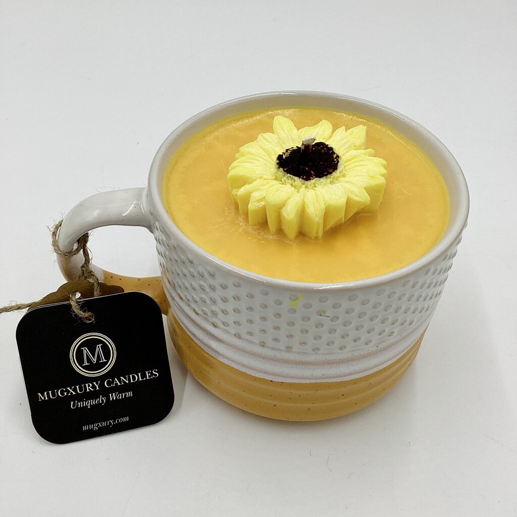 Sunflowers (Wide Yellow Textured Mug) - Mug Candle- 100% Soy Wax