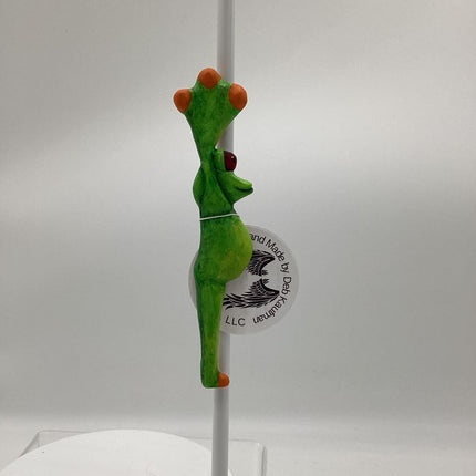 Hand Carved Yoga Frog Magnet