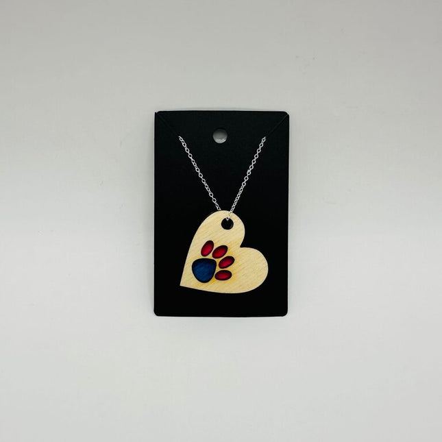 Heart/Paw Necklace Blue and Pink