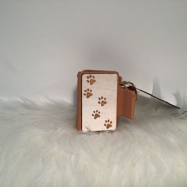 Hair Claw Small - Paw Print with metallic bronze print