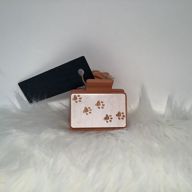 Hair Claw Small - Paw Print with metallic bronze print
