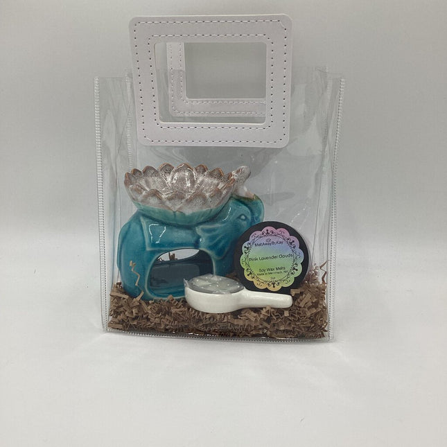 Tea Light Ceramic Warmer & Soy Wax Melts Set - Pink Elephant