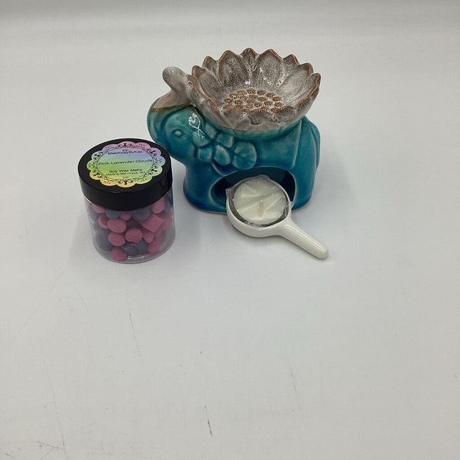 Tea Light Ceramic Warmer & Soy Wax Melts Set - Elephant