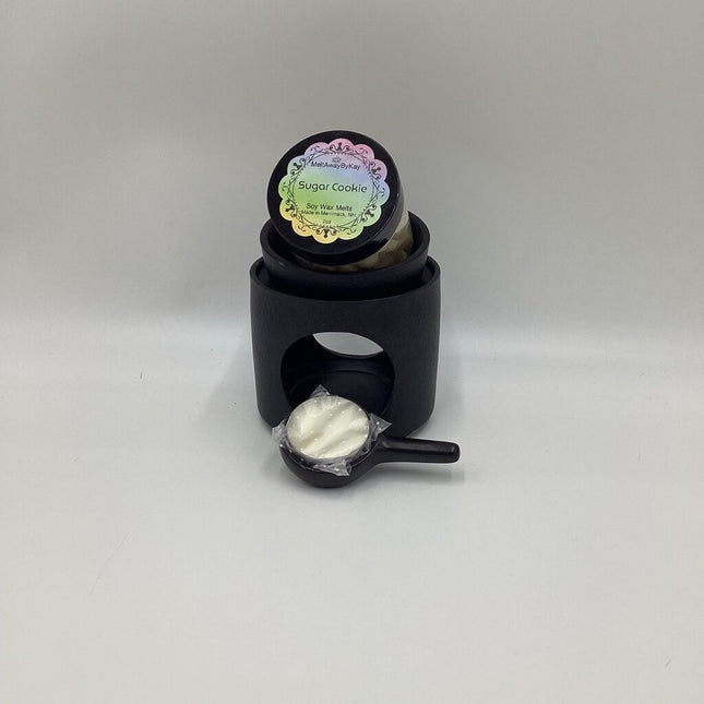 Tea Light Ceramic Warmer & Soy Wax Melts Set - Black