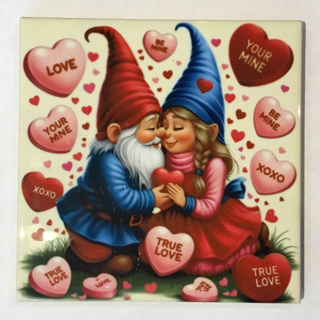 Tile Coaster -Gnomes Vday-