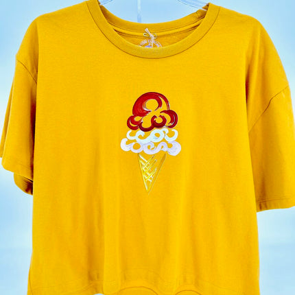 Swirly Whirly Ice Cream Cone Cropped T-shirt