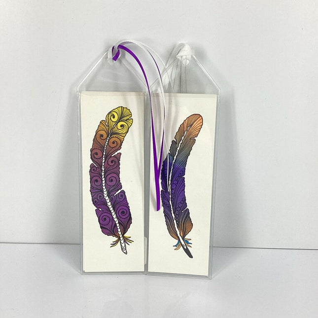 Hand Drawn Bookmark Rainbow Feather