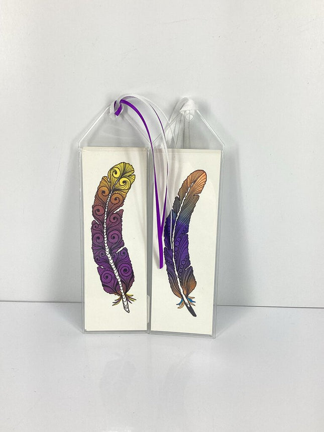 Hand Drawn Bookmark Rainbow Feather
