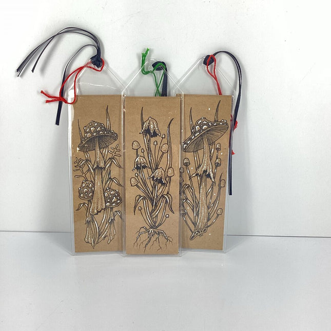 Hand Drawn Bookmark Tag Paper Mushrooms