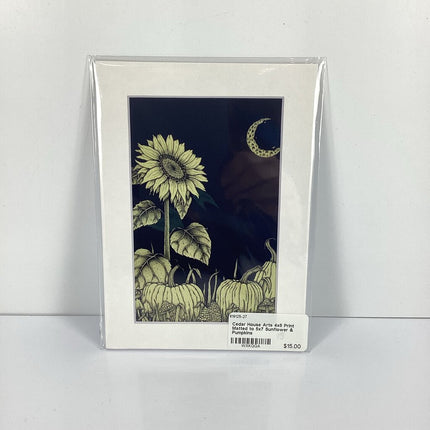 4x5 Print Matted to 5x7 Sunflower & Pumpkins