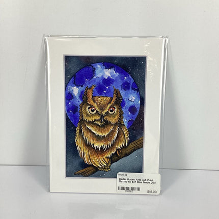 4x5 Print Matted to 5x7 Blue Moon Owl